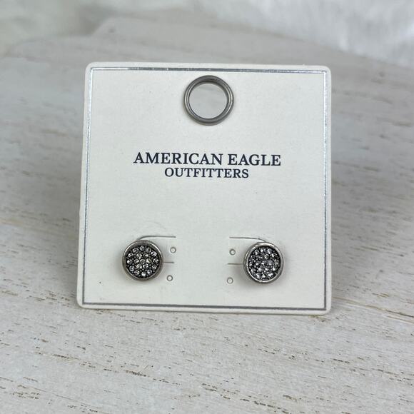 American Eagle Outfitters Jewelry - American Eagle Outfitters Round Silver Tone Stud Earrings Sparkly Rhinestones